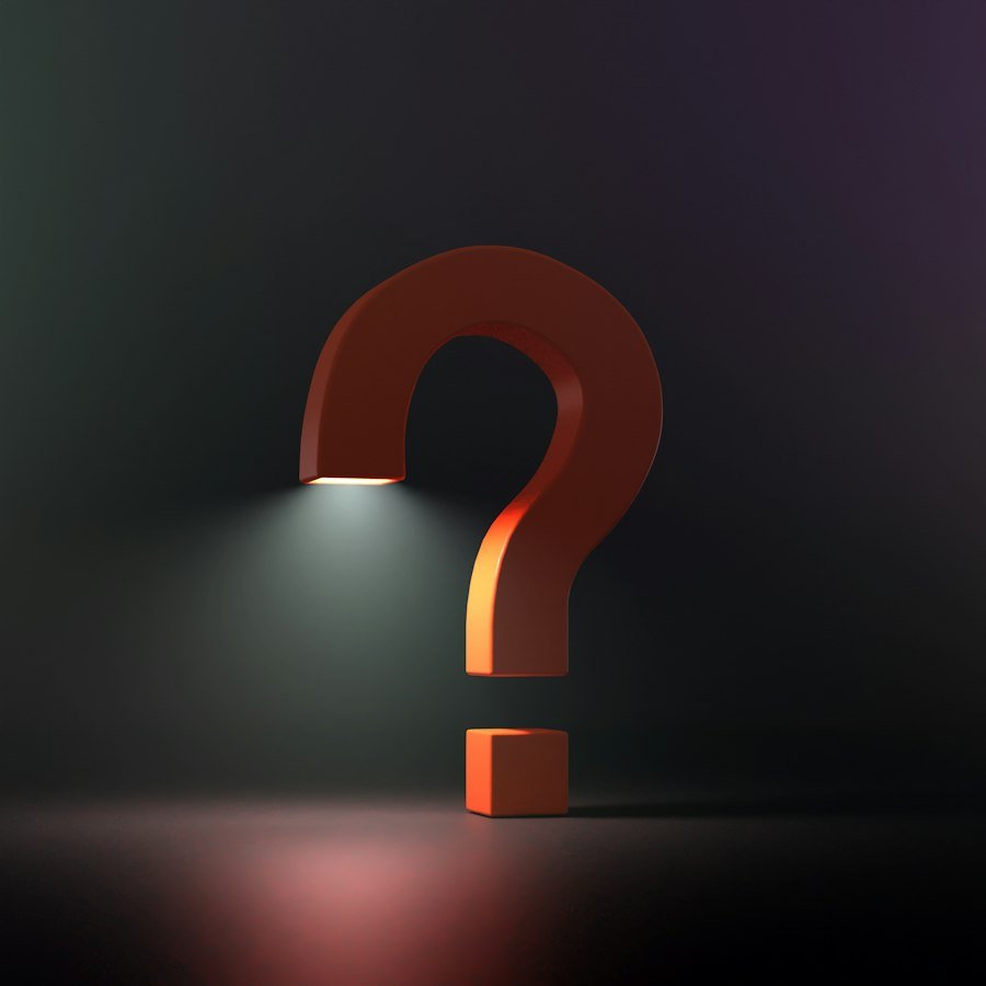 Glowing orange question mark