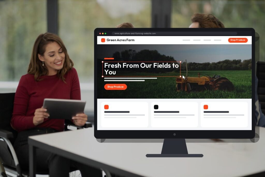 Netwexus team designing a agriculture and farming website on screen