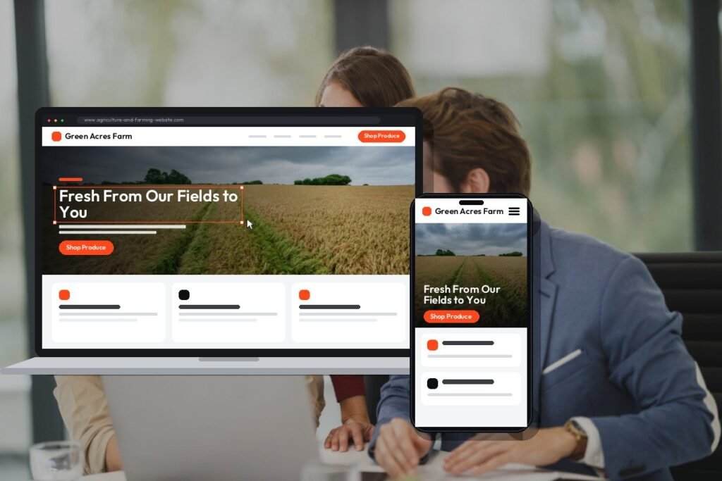 Netwexus team designing a agriculture and farming website on screen