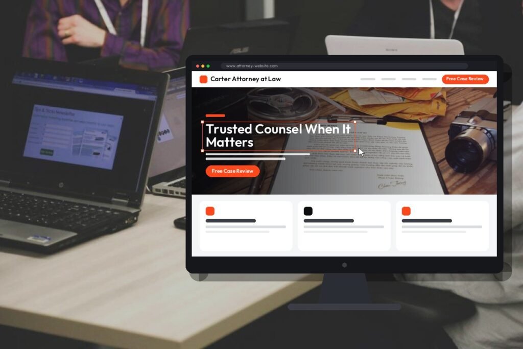 Netwexus team designing a attorney website on screen
