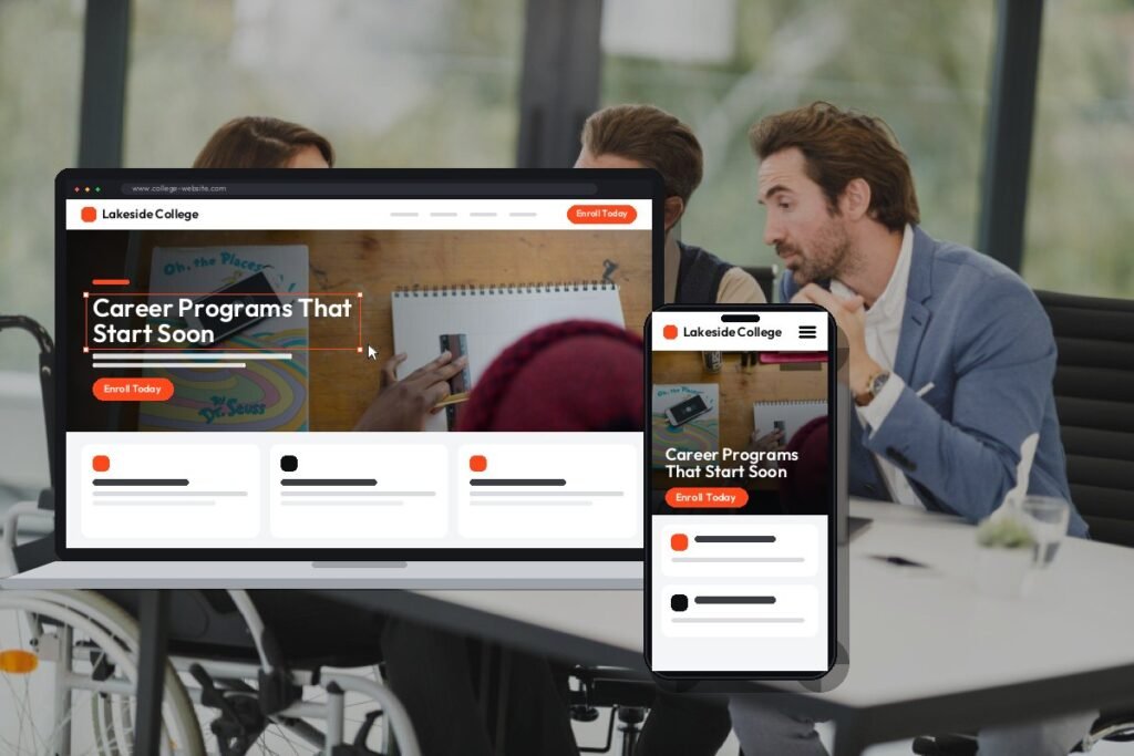 Netwexus team designing a college website on screen
