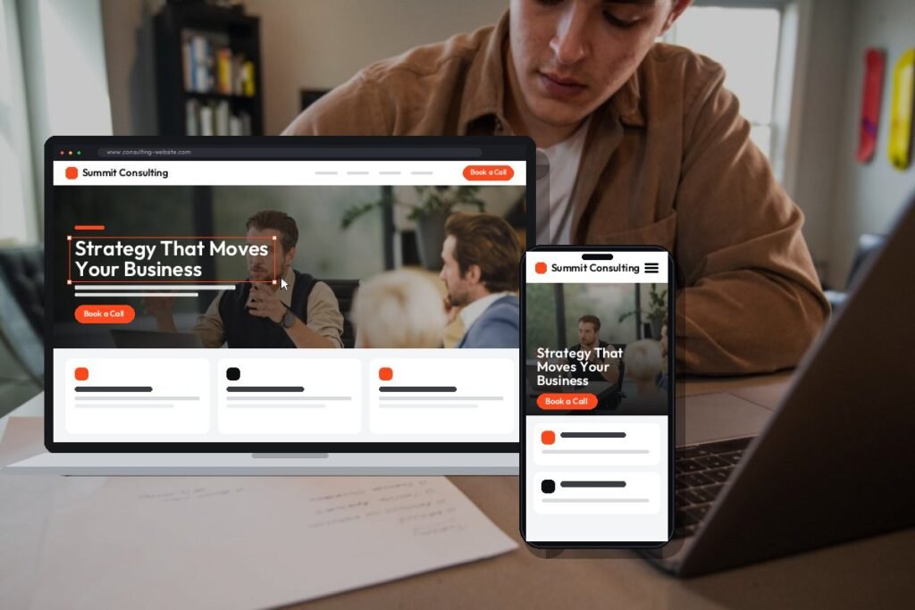 Netwexus team designing a consulting website on screen