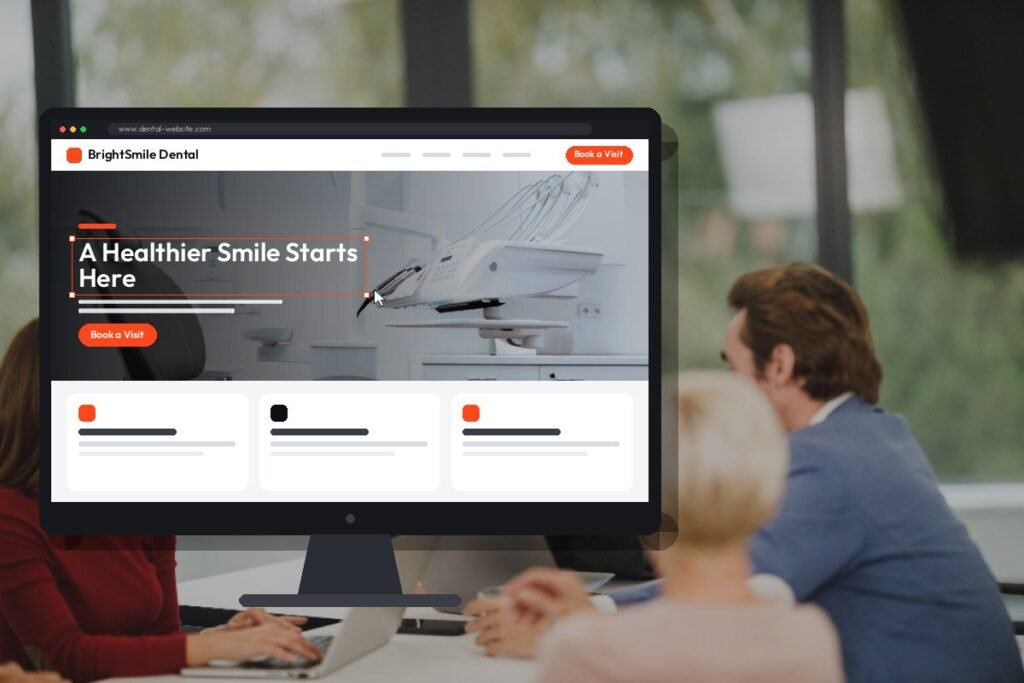 Netwexus team designing a dental website on screen