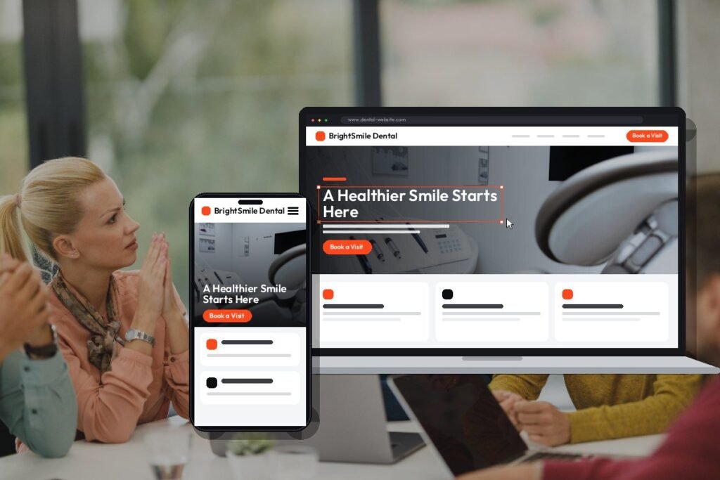 Netwexus team designing a dental website on screen