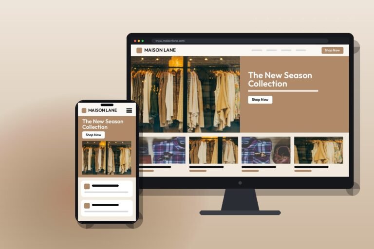 Fashion eCommerce project shown on desktop and mobile