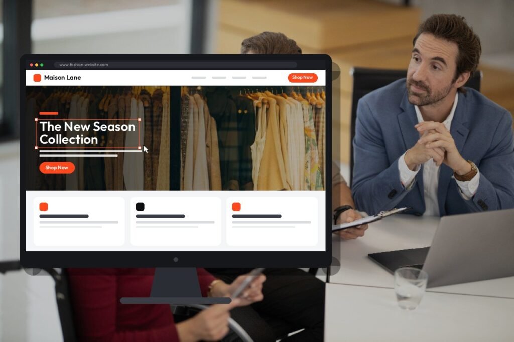 Netwexus team designing a fashion website on screen