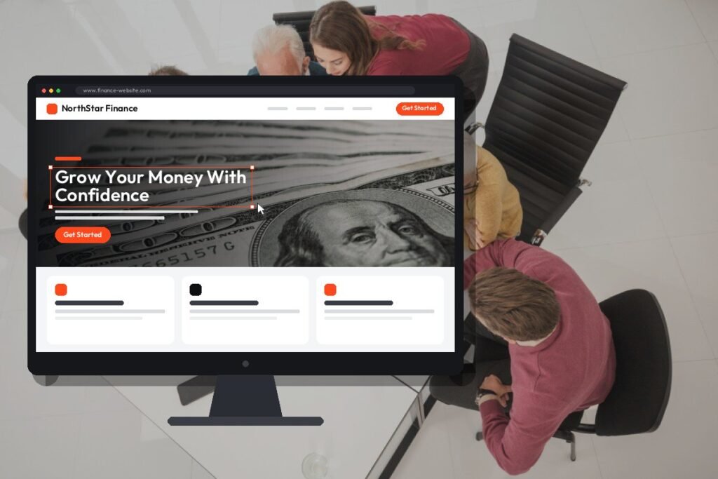 Netwexus team designing a finance website on screen