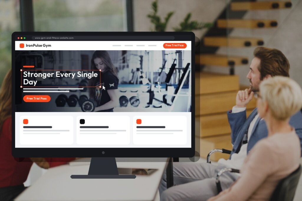 Netwexus team designing a gym and fitness website on screen