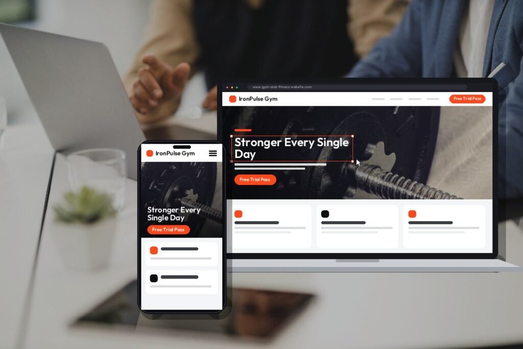 Netwexus team designing a gym and fitness website on screen
