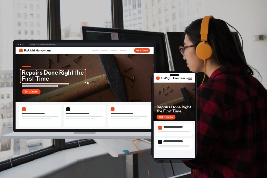 Netwexus team designing a handyman website on screen