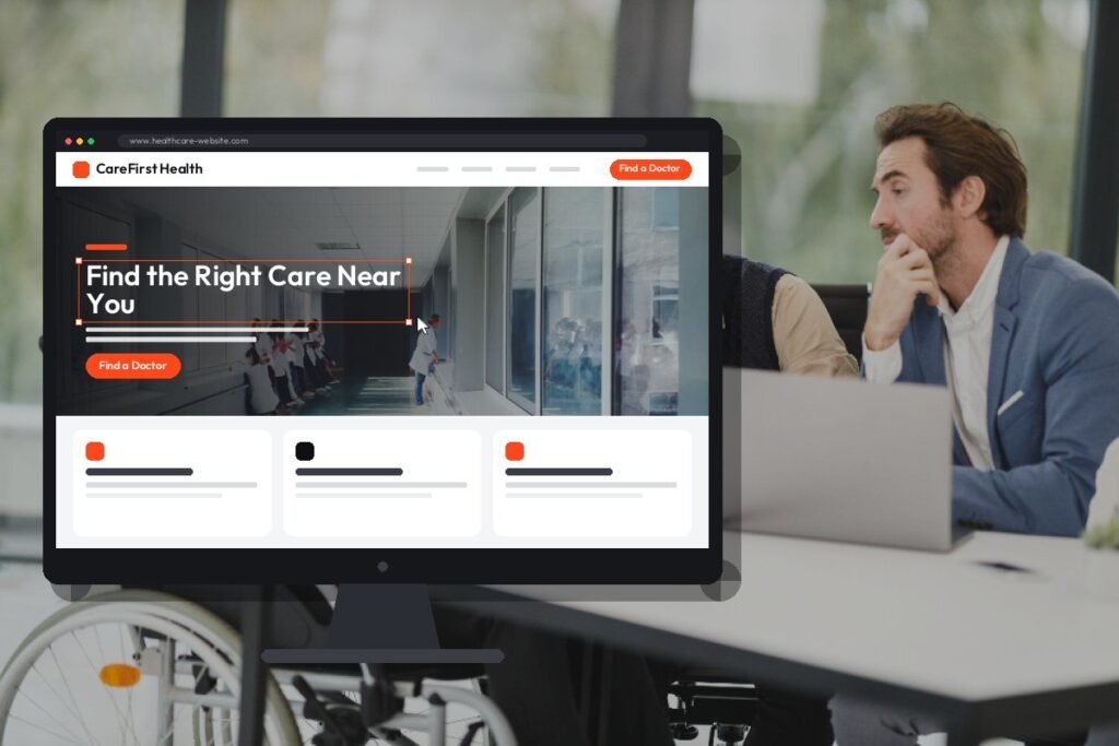 Netwexus team designing a healthcare website on screen