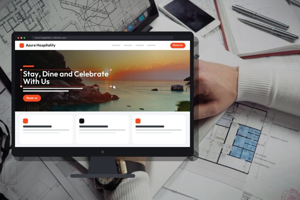 Netwexus team designing a hospitality website on screen