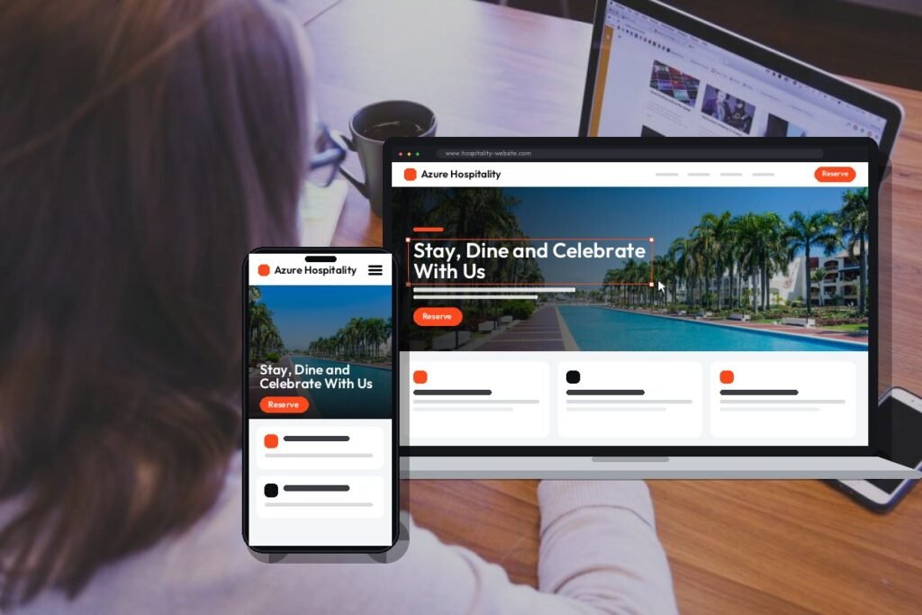 Netwexus team designing a hospitality website on screen