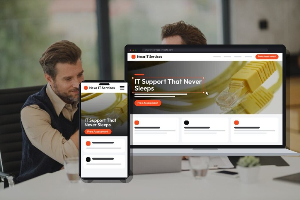 Netwexus team designing a it services website on screen