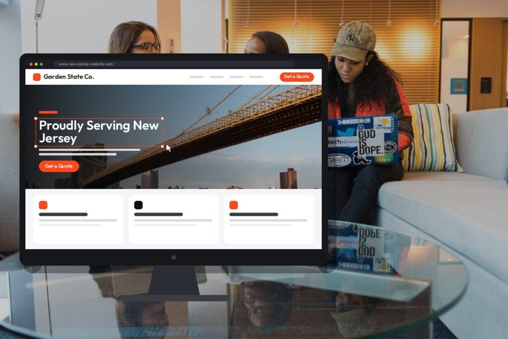 Netwexus team designing a new jersey website on screen
